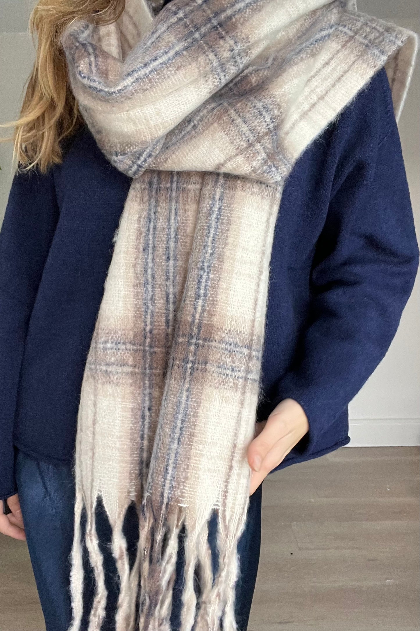 Chunky Knit Check Scarf