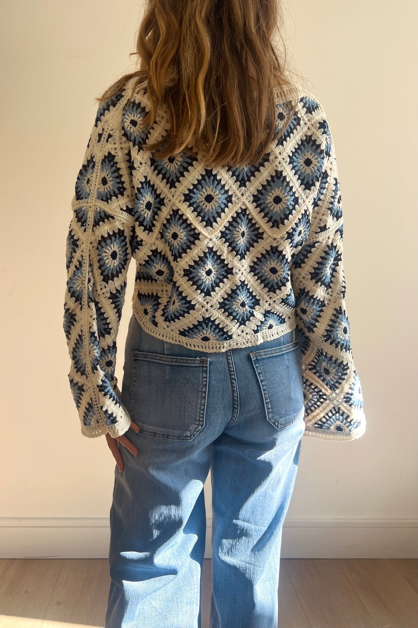 Blue Diamond Pattern Crochet Top