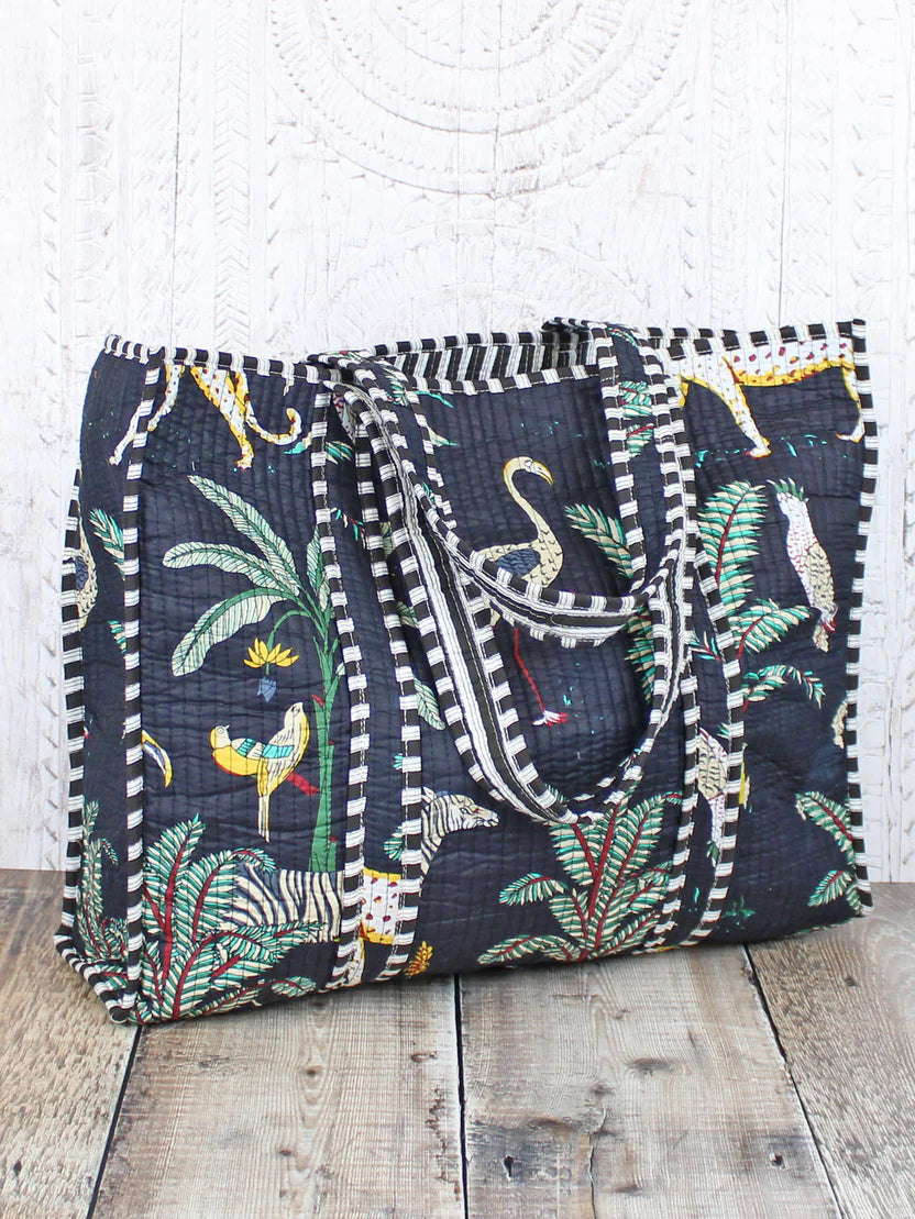Suzie Blue Quilted Cotton Tote Bag