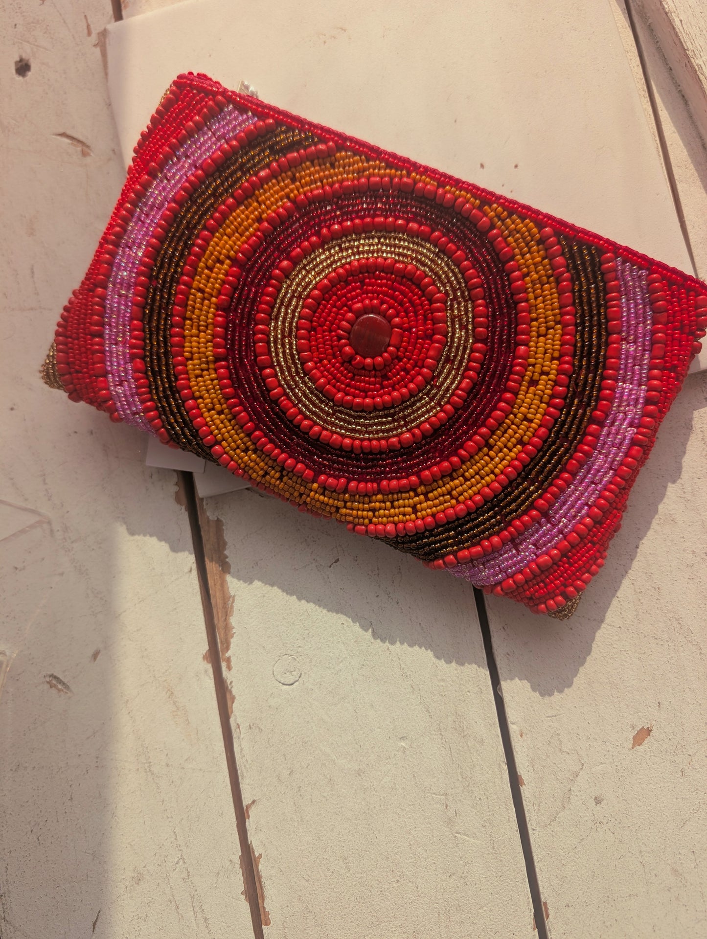 Suzie Blue Beaded Multi colour Pink mix Clutch