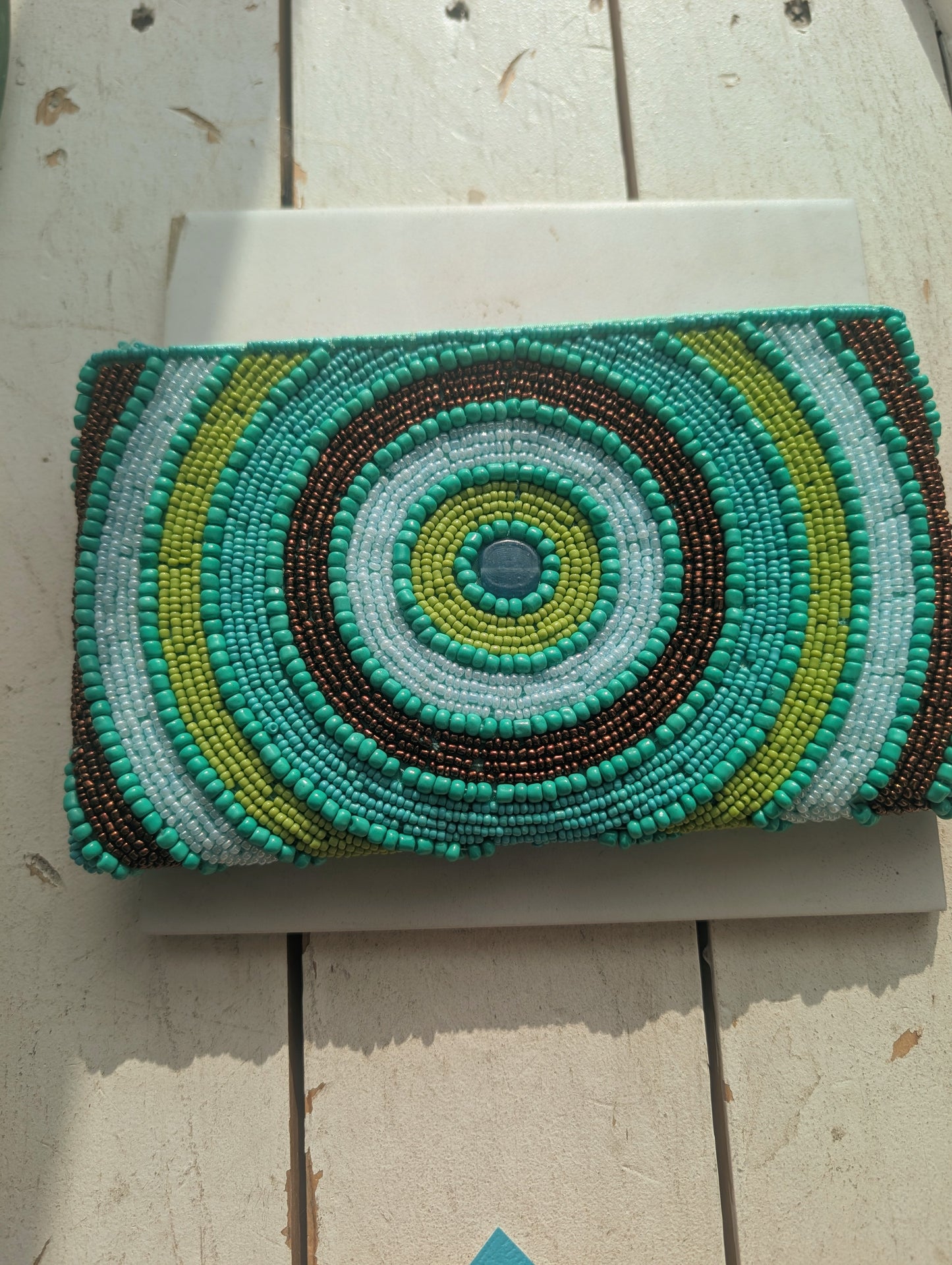 Suzie Blue Beaded Multi colour Blue mix Clutch