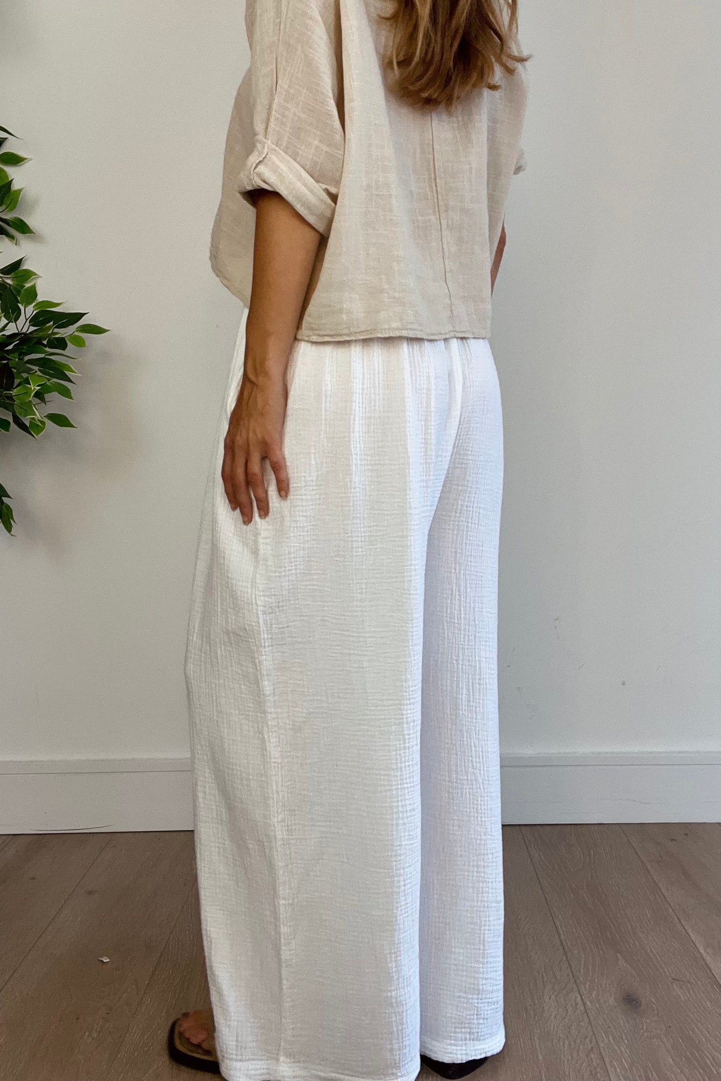 Cheesecloth Trousers in White