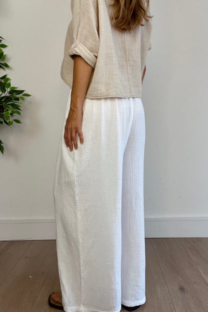 Cheesecloth Trousers in White