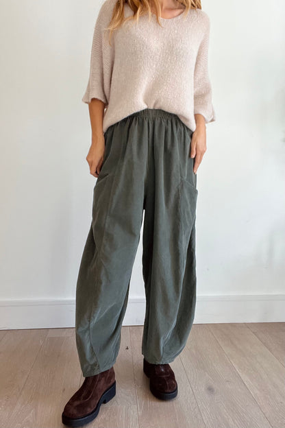 Needle Cord Barrel Leg Trousers