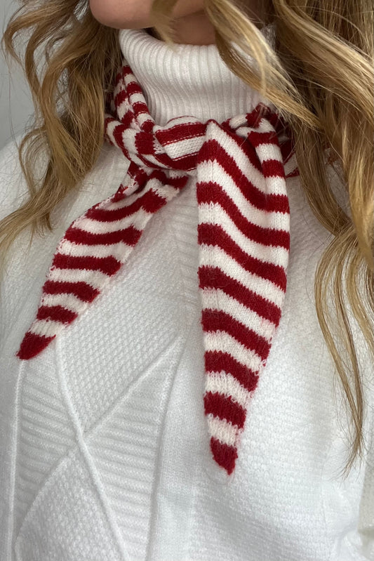 Burgundy/Cream Stripe Triangle Scarf