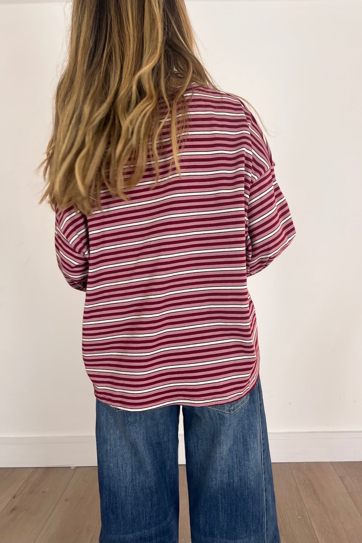 Burgundy Stripe Long-sleeve Tee