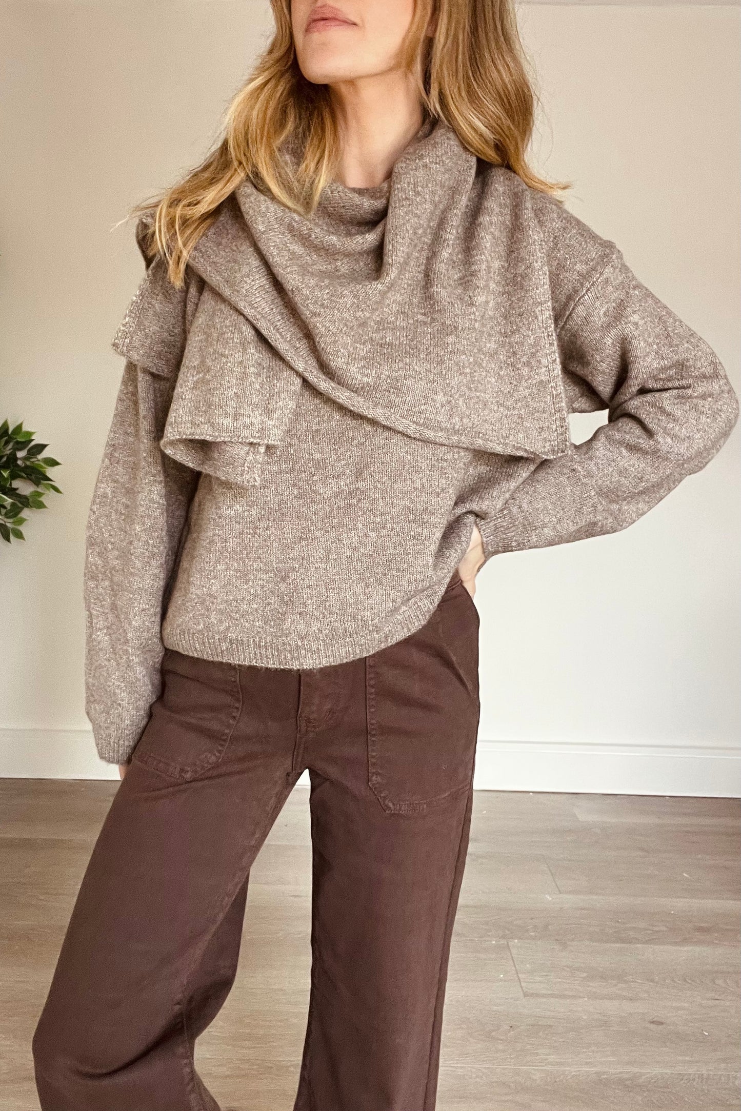 Drape Scarf Wool Blend Jumper