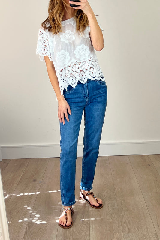Washed Denim Boyfriend Jeans