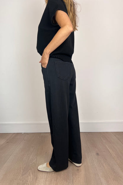 Washed Black Casual Barrel Shape Trousers/Jeans