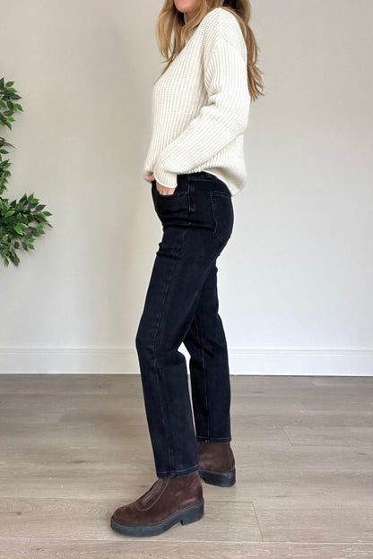 Slim Straight Washed Black Jeans