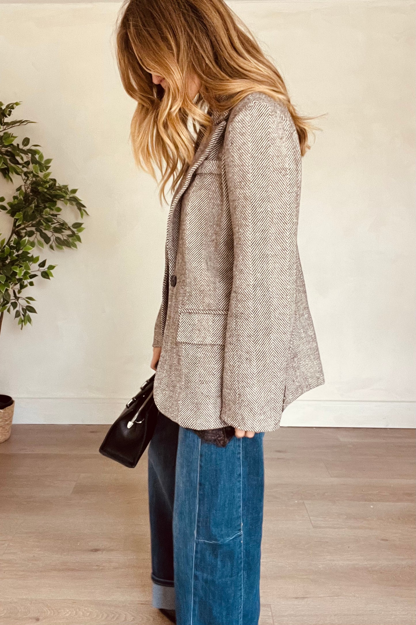 Herringbone Blazer in Brown