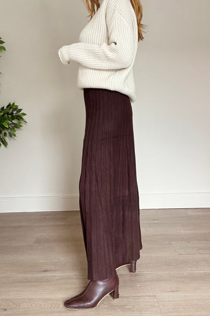 Pleated Knit Maxi Skirt
