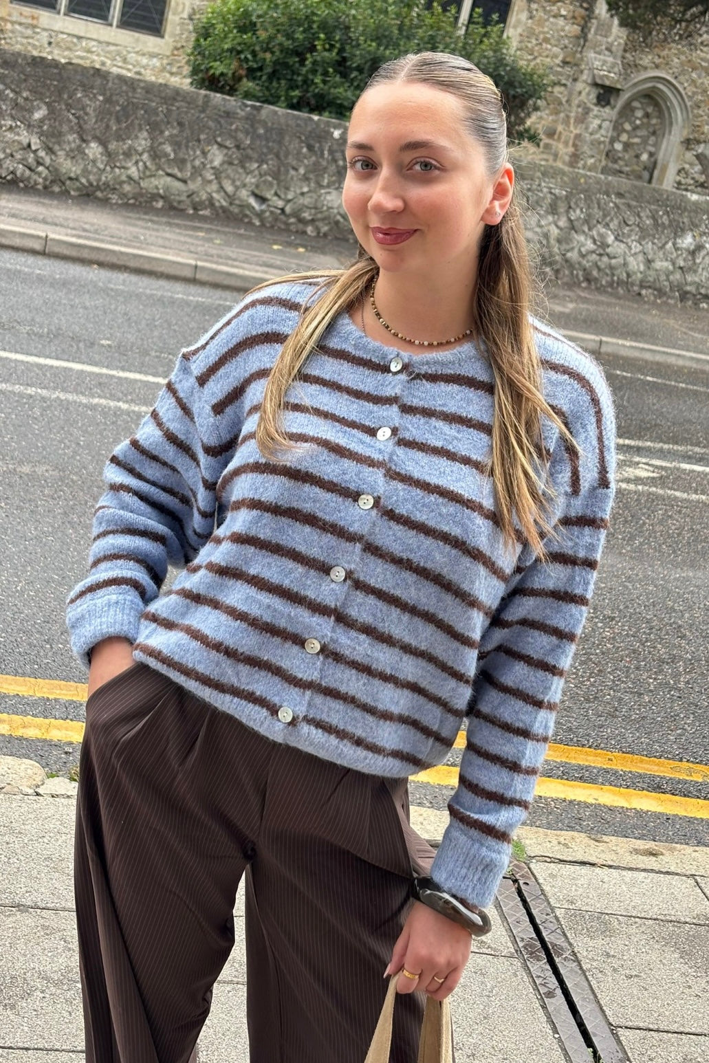 Blue/Brown Stripe Cardigan