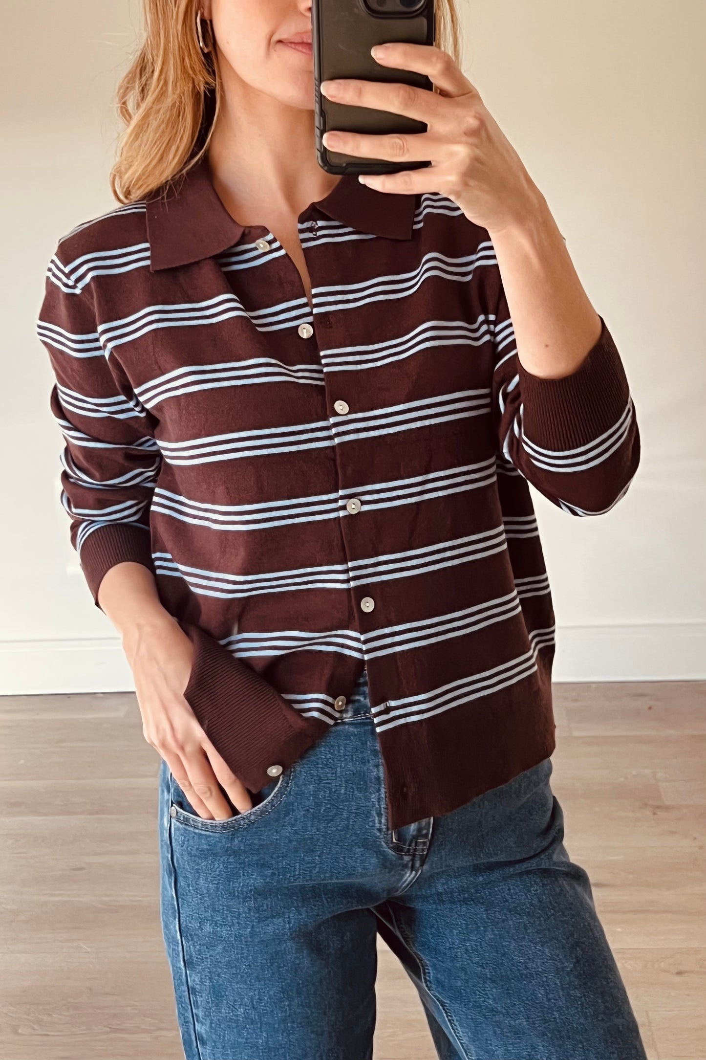 Blue/Brown Stripe Knit Shirt