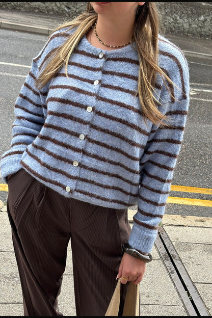 Blue/Brown Stripe Cardigan