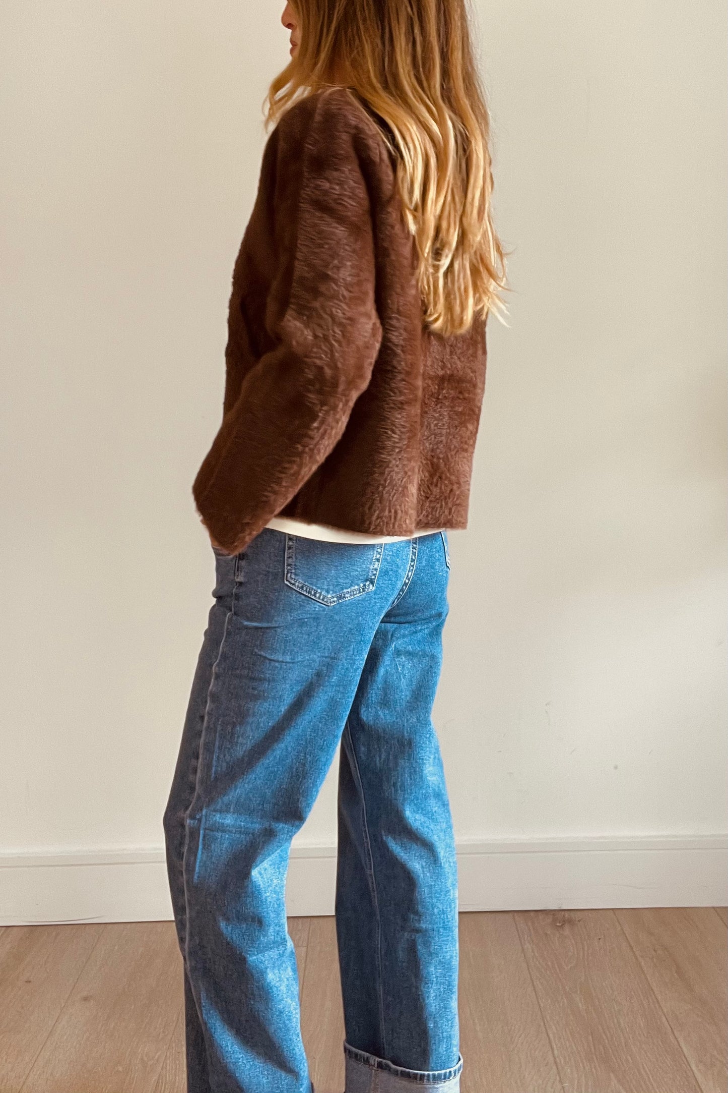 Brown Fluffy Toggle Cardigan