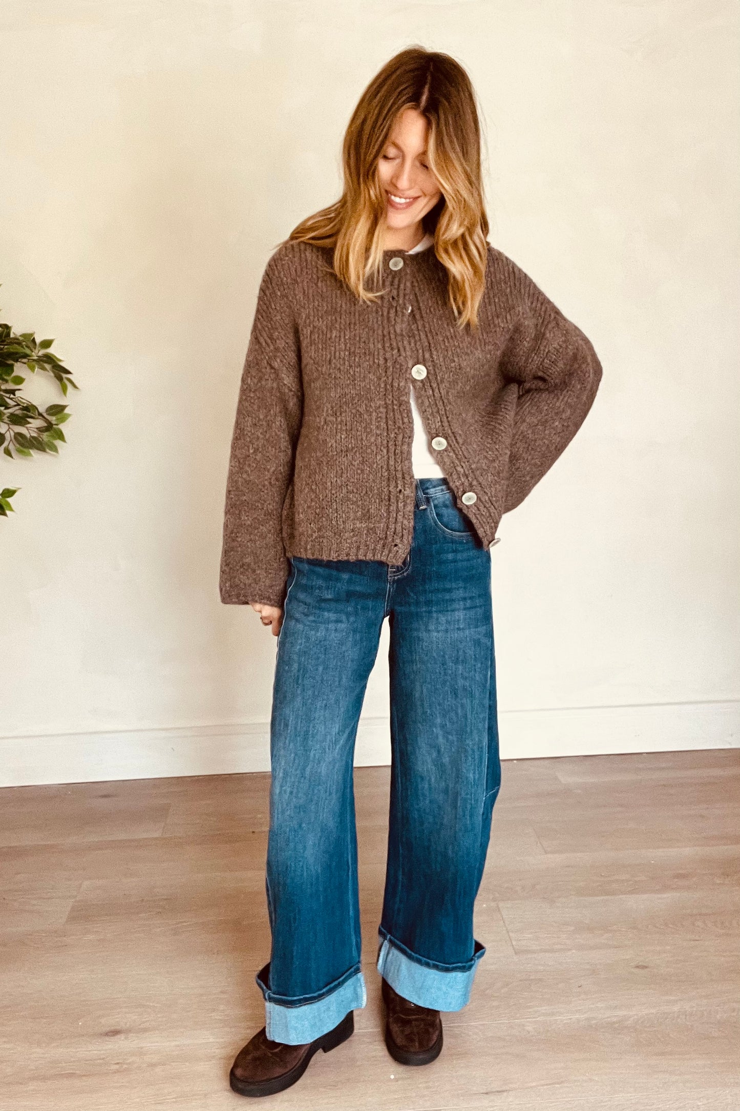 Chunky Cardigan in Mocha