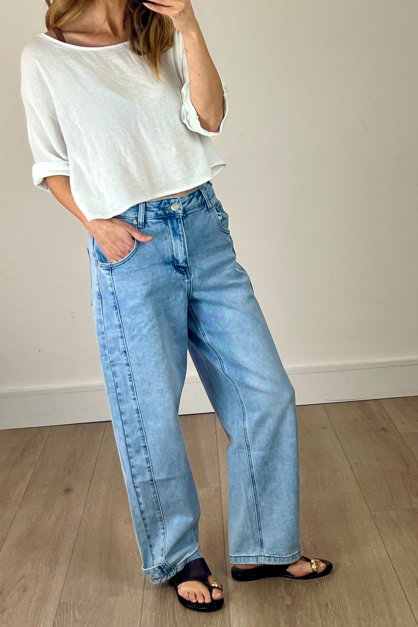 Washed Linen Crop Tee