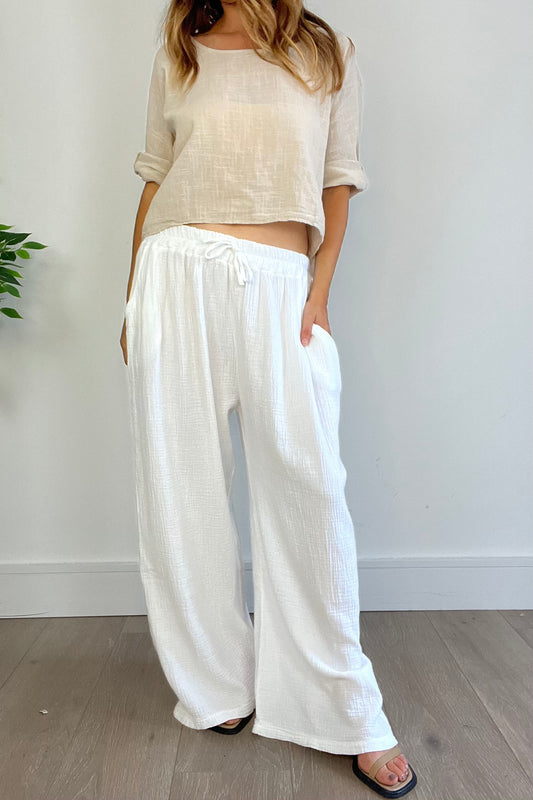 Cheesecloth Trousers in White