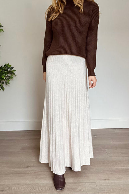 Pleated Knit Maxi Skirt