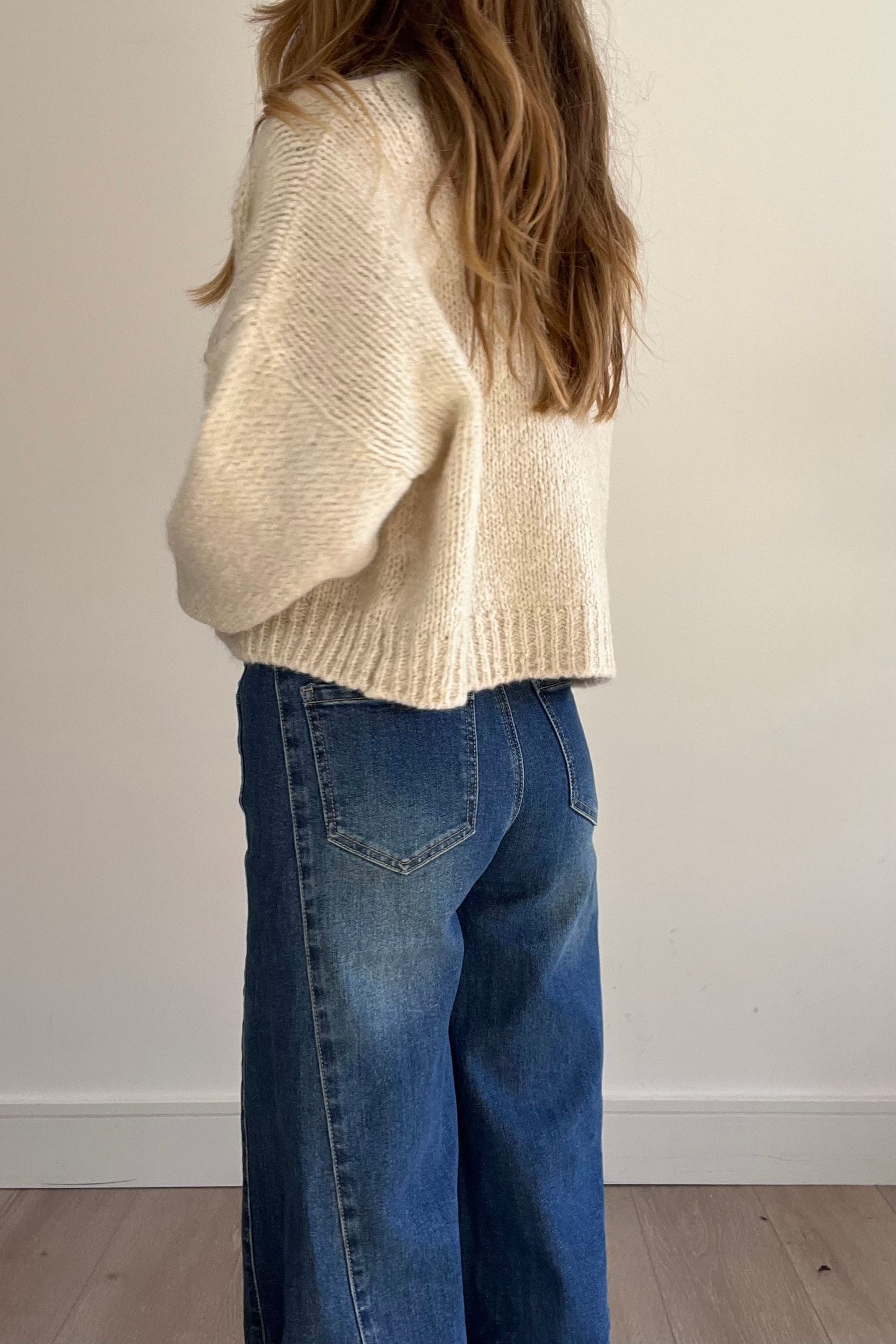 Chunky Knit Crop Cardigan in Cream