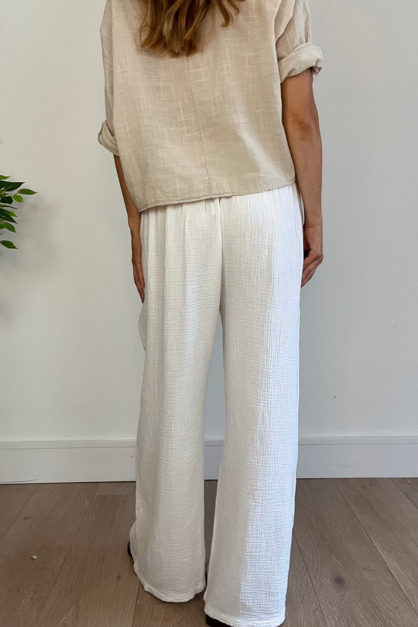 Cheesecloth Trousers in White