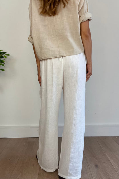Cheesecloth Trousers in White
