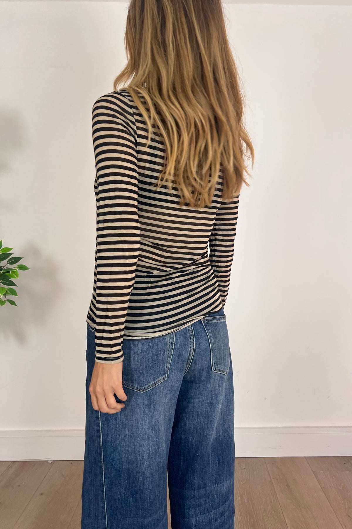 Cashmere Blend Stripe Long-sleeve Top
