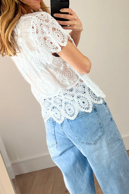 Crop Crochet Detail Top