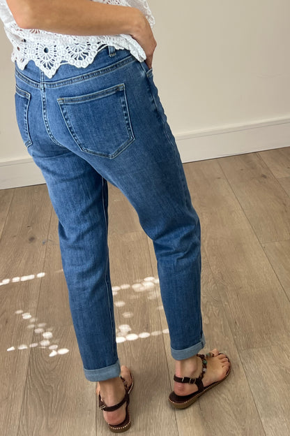 Washed Denim Boyfriend Jeans