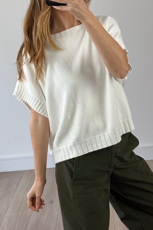 Relaxed Short-Sleeve Knit Top