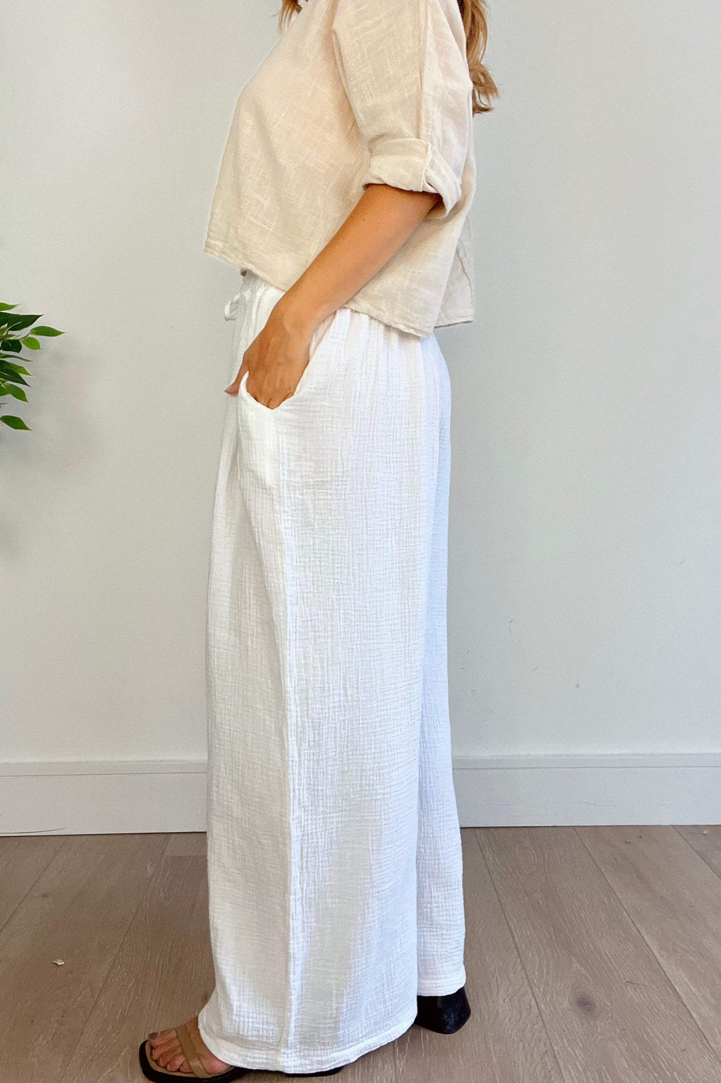 Cheesecloth Trousers in White