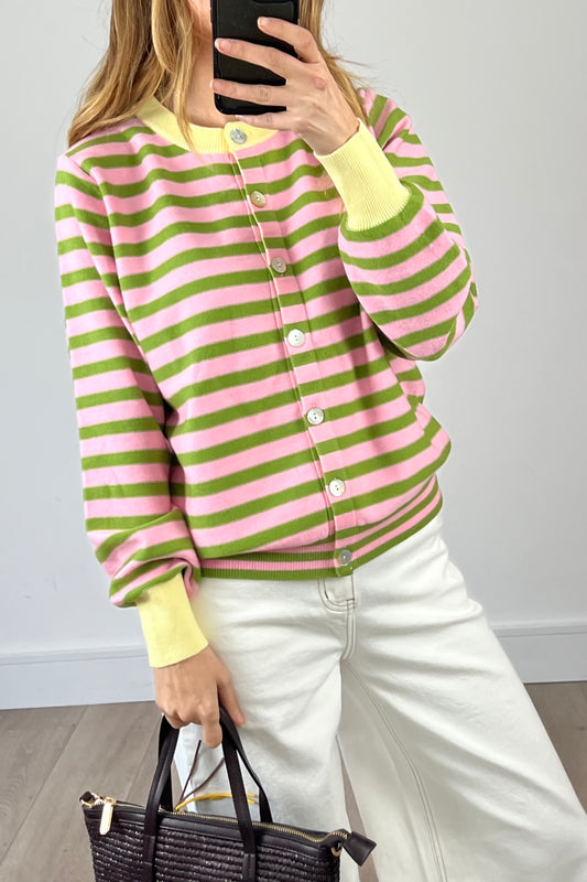Pink/Green Stripe Cardigan