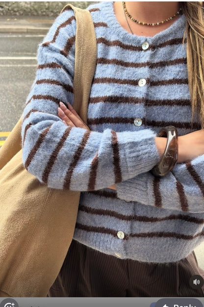 Blue/Brown Stripe Cardigan