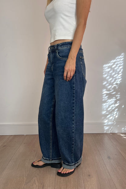 Toxik Mid Wash Denim Barrel Jeans