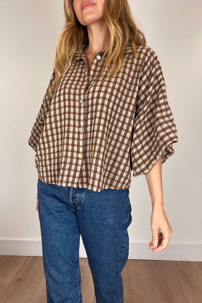 Check Shirt With Wide Sleeve