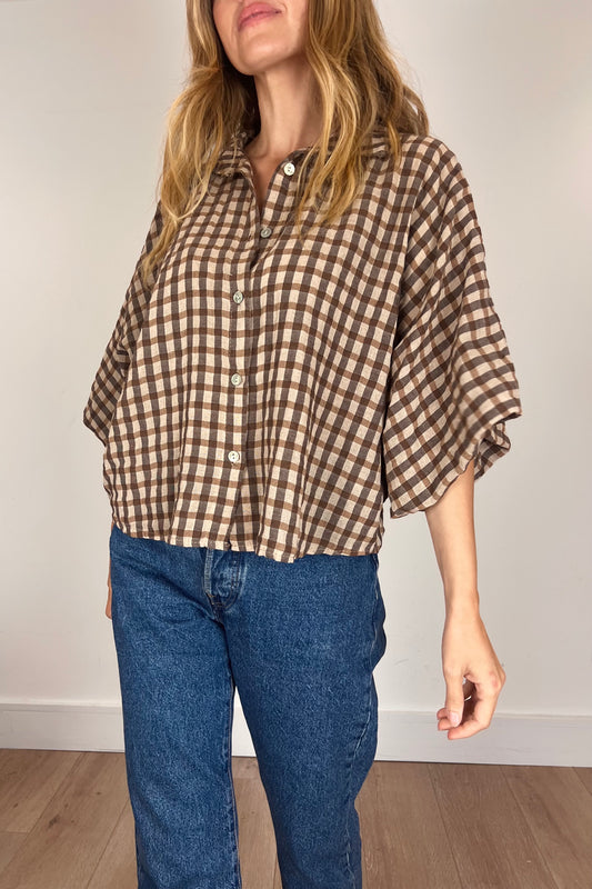 Check Shirt With Wide Sleeve