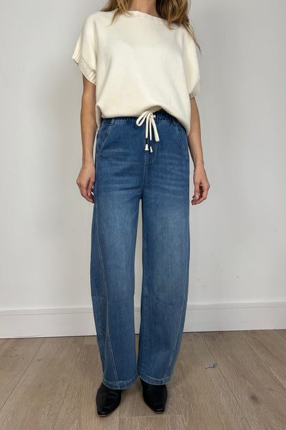Barrel Style Drawstring Jeans