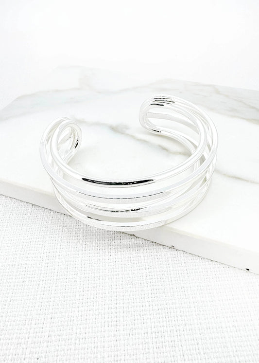 Silver layer cuff bangle