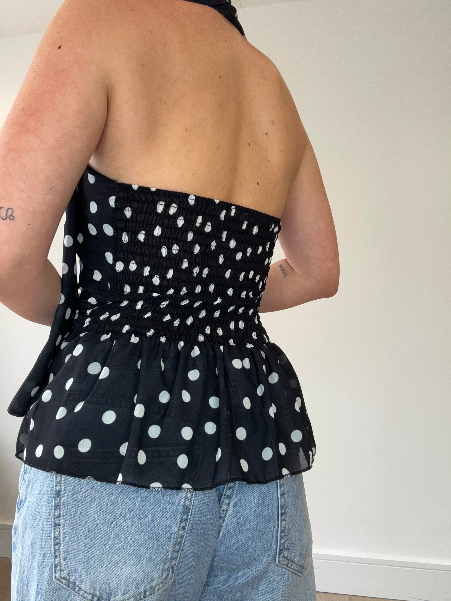 Scarf detail polka dot top