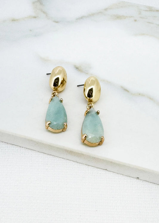 Gold and turquoise semi precious stone earring
