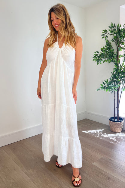 Halter neck Cheesecloth Maxi Dress