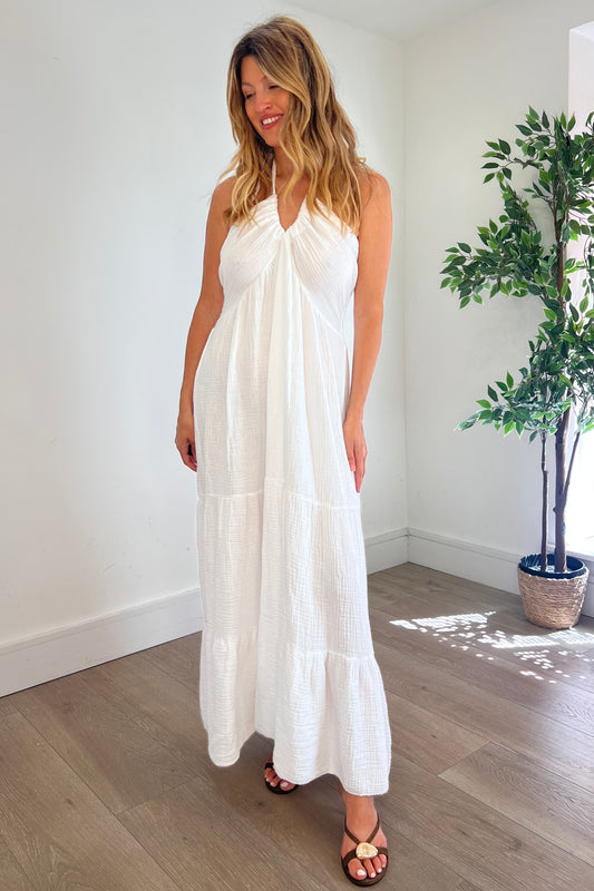 Halter neck Cheesecloth Maxi Dress