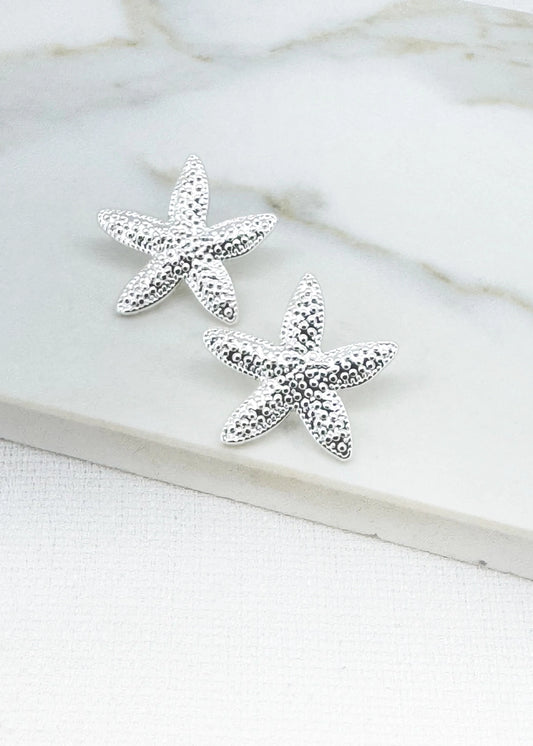 Silver starfish earring