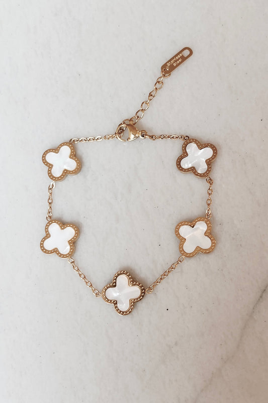 Clover Bracelet White/Gold