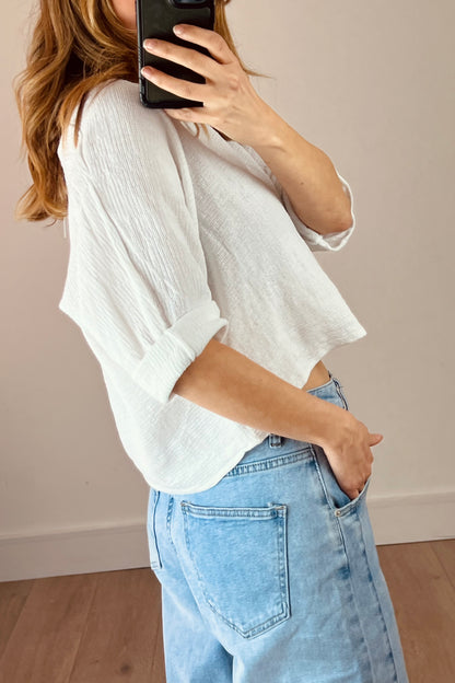 Washed Linen Crop Tee