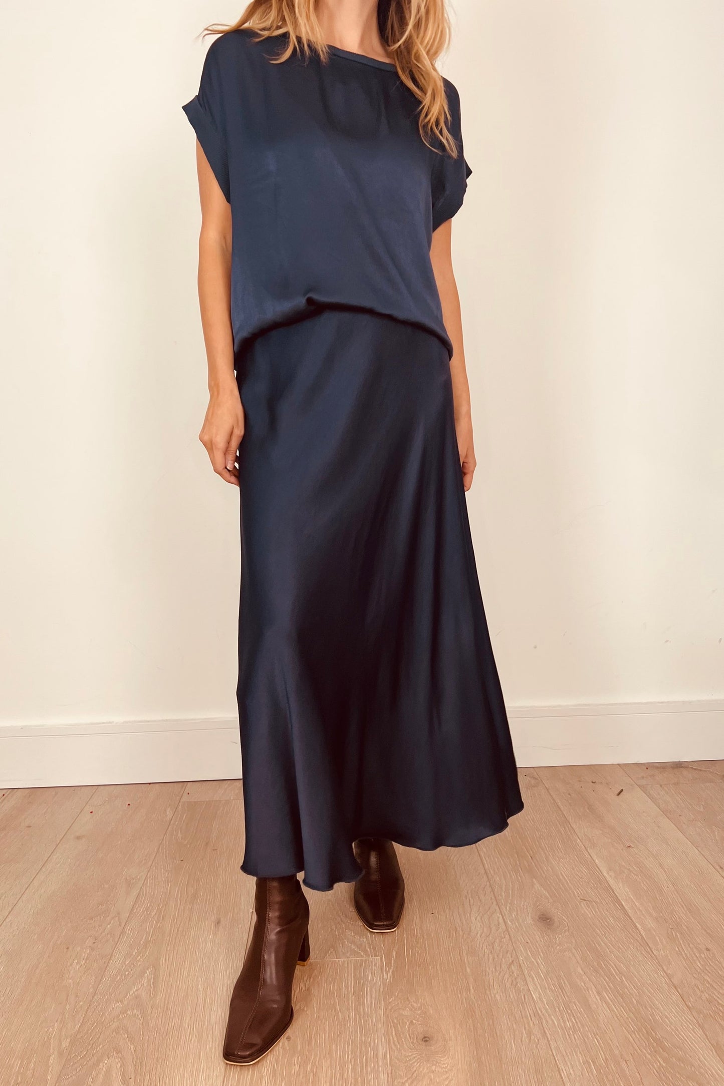 Satin Skirt in Dark Khaki