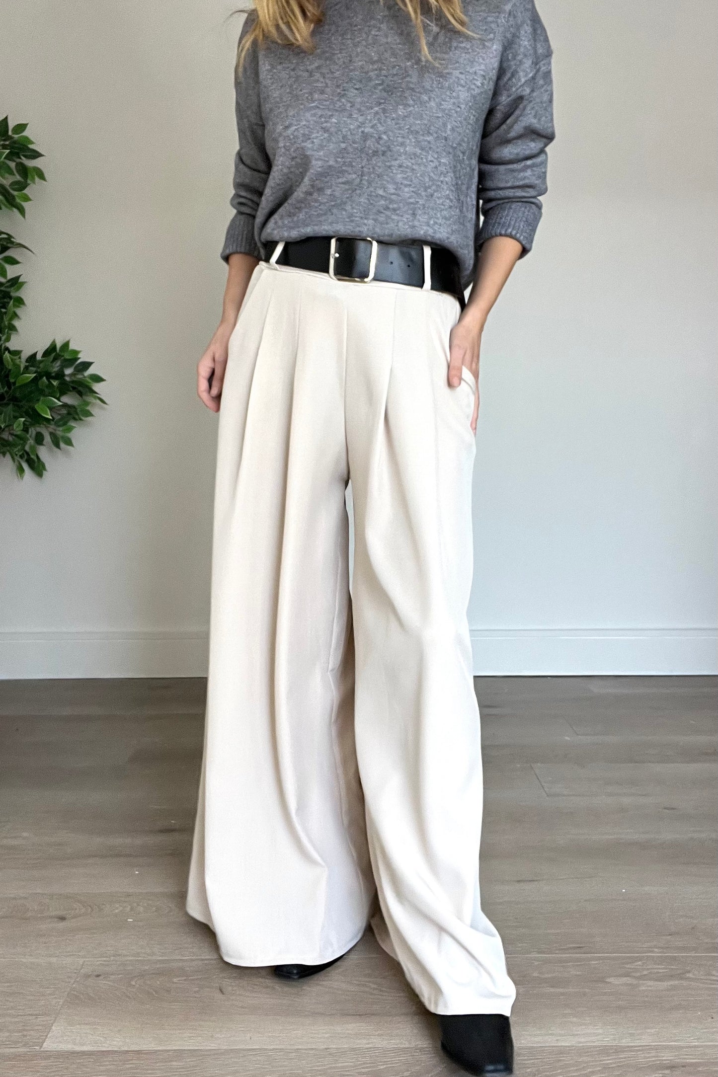 Belted Wide Leg Trousers