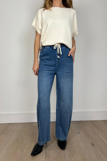 Barrel Style Drawstring Jeans