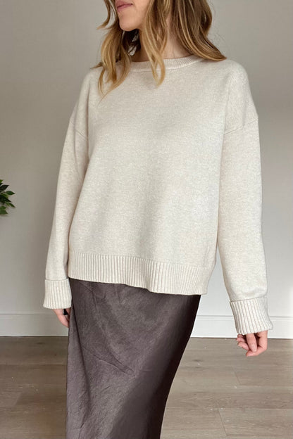 Round Neck Jumper in Oatmeal